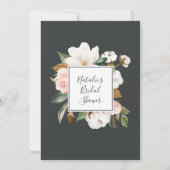 マグノリエレガントア |ブルーグレーブライダルシャワー 招待状 (裏面)