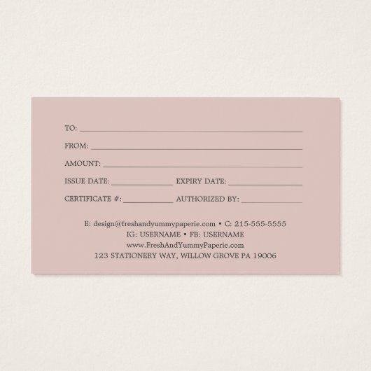 マグノリエレガントア |ホワイトおよび赤面ギフト券 (裏面)