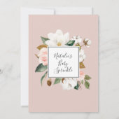 マグノリエレガントア |ホワイトと赤面ベビー散布 招待状 (裏面)