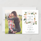 マグノリエレガントア |白い写真の日付を保存 マグネット招待状 (正面)