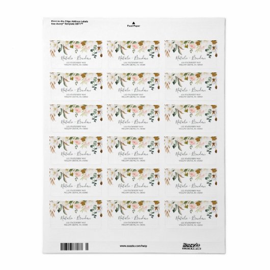 マグノリエレガントア |白いRSVP住所 シール (フルシート)