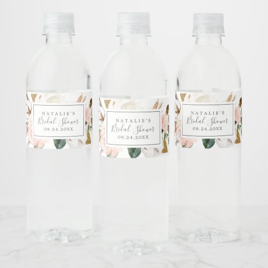マグノリエレガントア |白と赤面のブライダルシャワー ペットボトルラベル (ボトル)
