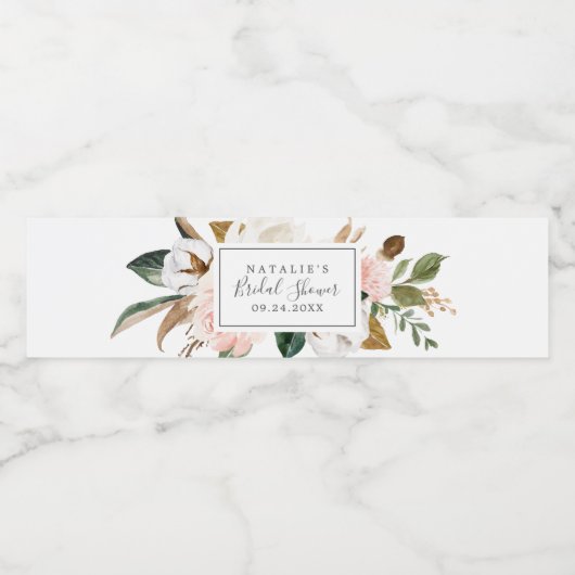 マグノリエレガントア |白と赤面のブライダルシャワー ペットボトルラベル (シングルラベル)