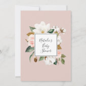 マグノリエレガントア |白と赤面の赤ちゃんシャワー 招待状 (裏面)