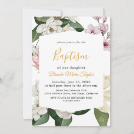 マグノリエレガントア |白と赤面バプテスマ 招待状