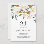 マグノリエレガントア |白と赤面21歳の誕生日 招待状 (正面)