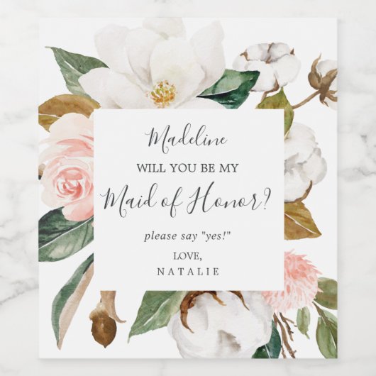 マグノリエレガントア |白色のメイド・オブ・オーナー（花嫁付き添い人）提案 ワインラベル (シングルラベル)