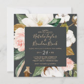 マグノリエレガントア |白黒の四角結婚形 招待状 (正面)