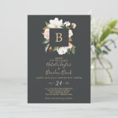 マグノリエレガントア |白黒モノグラム結婚ズ 招待状 (スタンド正面)