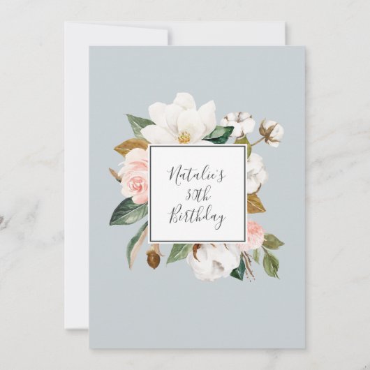 マグノリエレガントア |白黒誕生日30日 招待状 (裏面)