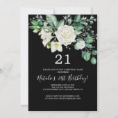 マグノリエレガントア |白黒21歳の誕生日 招待状 (正面)