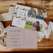 マグノリエレガントア |白3枚の写真の日付を保存 インビテーションポストカード