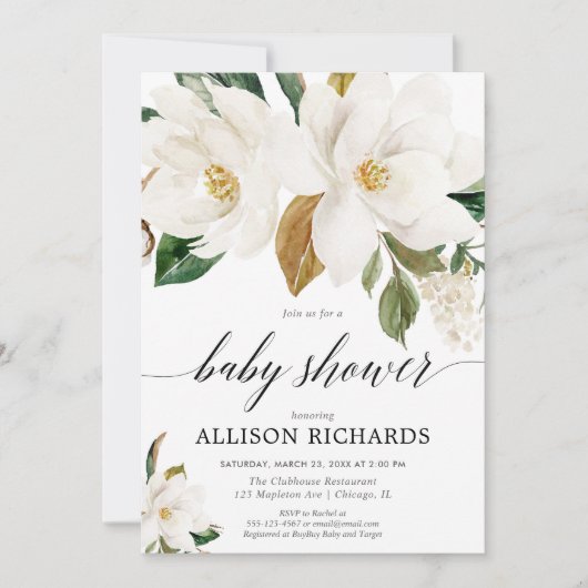 マグノ男女兼用リアフローラベビーシャワー 招待状 (正面)