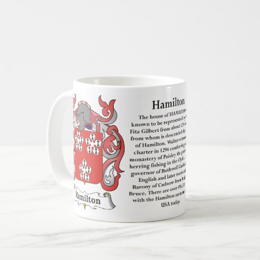 マグハミルトン家族の紋章付き外衣 コーヒーマグカップ (正面左)