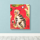 マグパイとタイガーコリアンフォークアート キャンバスプリント (インサイチュ (ウッドフロア))