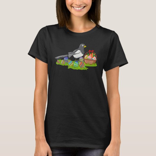 マグパイバードイースターエッグ狩りバニーマグパイイースター Tシャツ (正面)