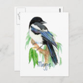 マグパイ，鳥，庭，自然，野生動物 ポストカード (正面/裏面)