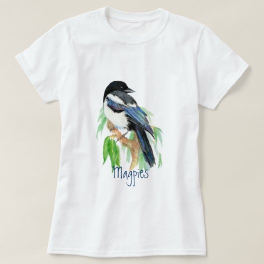 マグパイ，鳥，庭，自然，野生動物 Tシャツ (デザイン正面)
