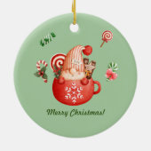 マグパーソナライズされたで名前クリスマス格言を追加する セラミックオーナメント (裏面)