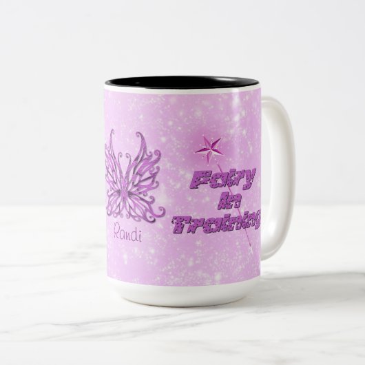 マグパーソナライズされたを練習するピンクの妖精 ツートーンマグカップ (正面右)