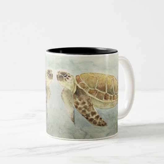 マグパープルウォーターカラーウミガメ ツートーンマグカップ (正面右)