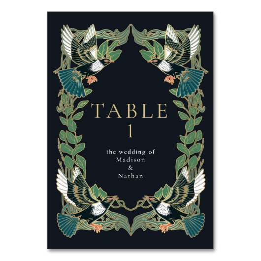 マグピエレガントーアールヌーボー結婚式招待状 テーブルナンバー (裏面)