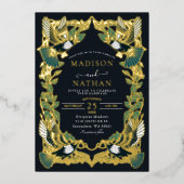 マグピエレガントー・アールヌーボー結婚ズ 箔招待状 (正面)