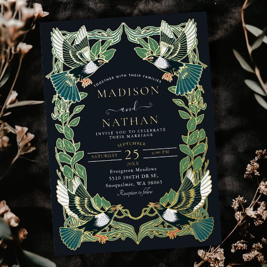 マグピエレガントー・アールヌーボー結婚ズ 箔招待状