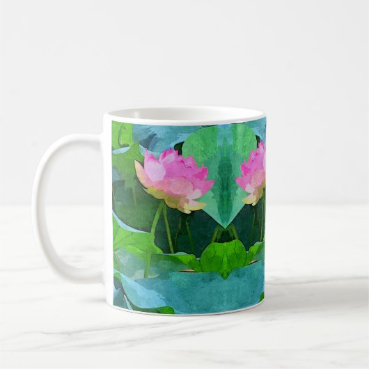 マグピンクロータス抽象芸術 コーヒーマグカップ (左)