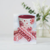 マグファッションド赤と白付き古いリボンキャンディ ポストカード (スタンド正面)