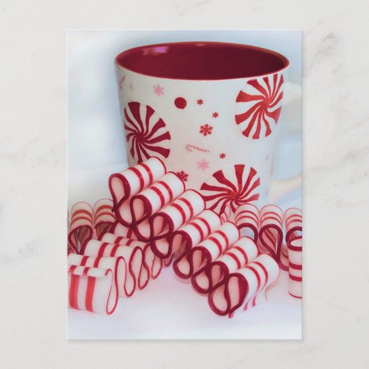 マグファッションド赤と白付き古いリボンキャンディ ポストカード (正面)