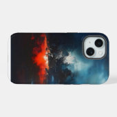 マグマ抽象芸術アート iPhone 15ケース (裏面横)