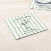 マグリタとマリッジ ストライプのブライズメイド スクエアペーパーコースター (アングル)