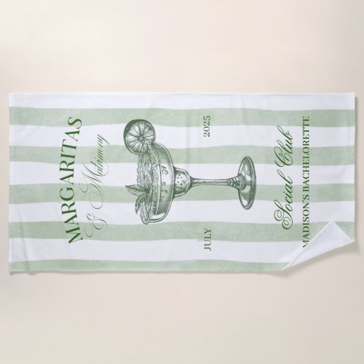 マグリタとマリッジ ストライプのブライズメイド ビーチタオル (正面)