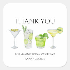 マグリタカクテル ウェディング カップル シャワーの感謝を伝える スクエアシール