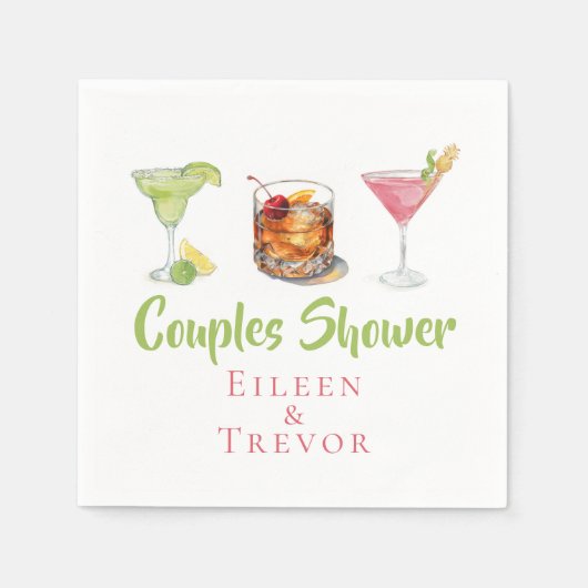 マグリタ オールド ファッション コスモ カップル シャワーのための特別なナプキン スタンダードカクテルナプキン (正面)