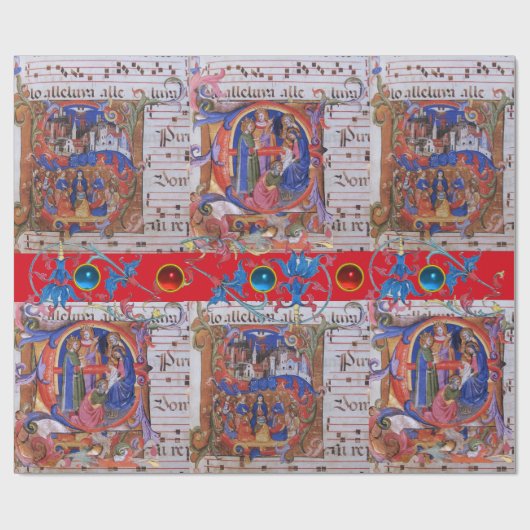 マグリ合唱音楽クリスマスパーチメントの崇拝 ラッピングペーパー (フラット)