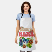 マグルービーフローラヒッピーカラフルママ エプロン (着用した状態)