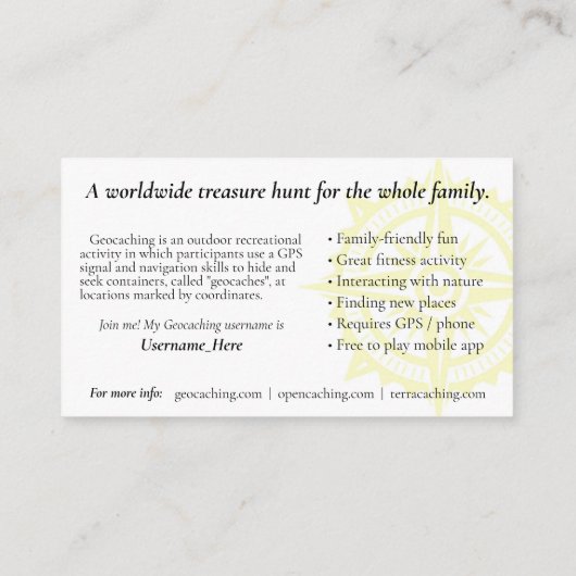 マグル用情報付き地理学トレールカード 名刺 (裏面)