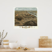 マグレゴールアイオワ1869アンティークパノラママップ ポスター (キッチン)