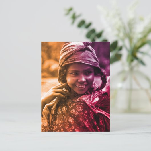 マグレブカラフルチュニジアジェルバ女の女の子ポストカ ポストカード (スタンド正面)