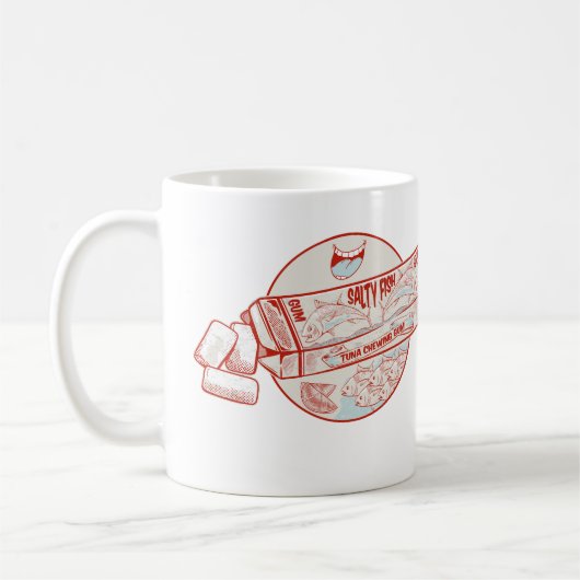 マグロおもしろいの魚の風味 コーヒーマグカップ (左)