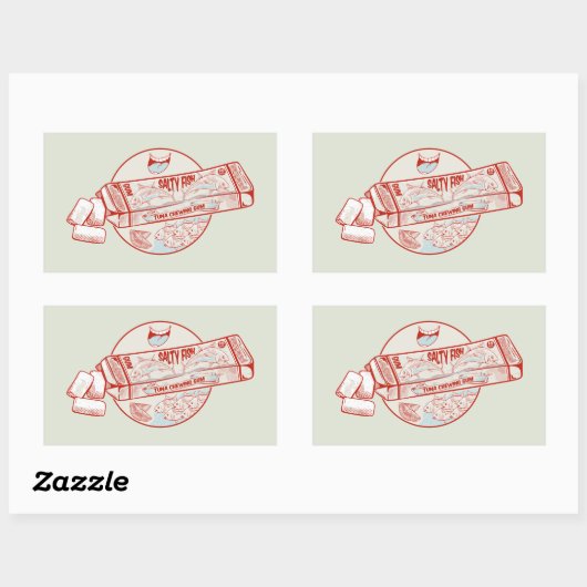 マグロおもしろいの魚の風味 長方形シール (シート)