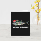 マグロおもしろい魚クリスマスサンタクロースクリスマス漁師 カード (黄色い花)