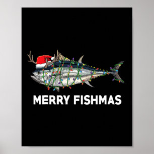 マグロおもしろい魚クリスマスサンタクロースクリスマス漁師 ポスター