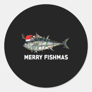 マグロおもしろい魚クリスマスサンタクロースクリスマス漁師 ラウンドシール