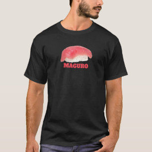 マグロすしフードグラフィック黒にぎり日本 Tシャツ
