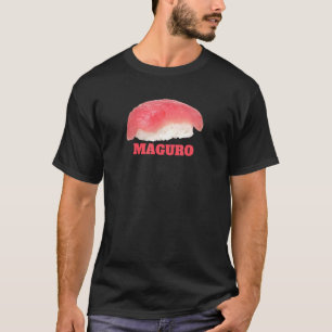 マグロすしフードグラフィック黒にぎり日本 Tシャツ