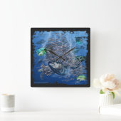 マグロと餌の壁掛け時計 スクエア壁時計 (ホーム)