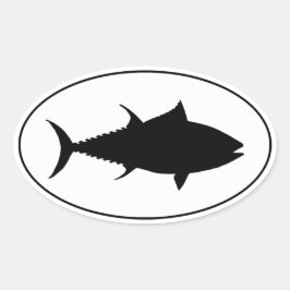 マグロのアイコン 楕円形シール